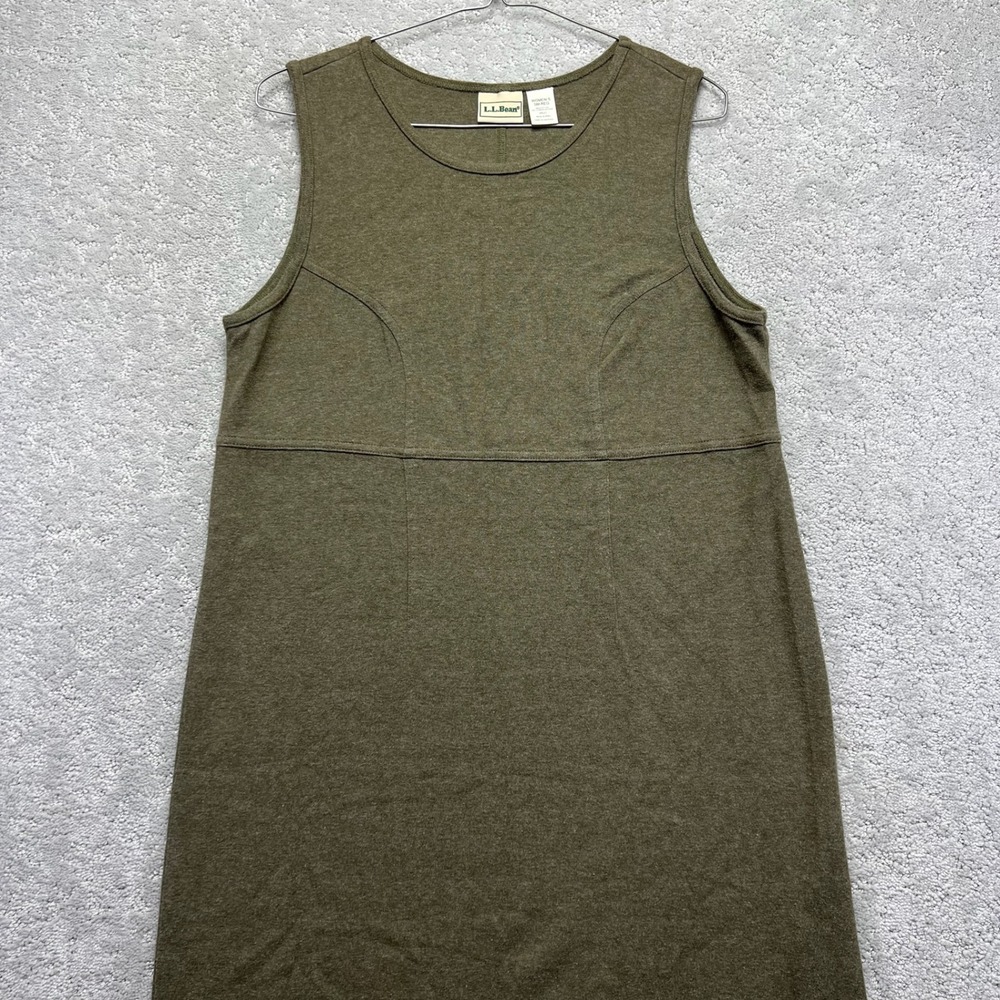 VINTAGE LL Bean Dress Womens Small Regular Green Sleeveless Maxi Cotton‎ Stretch